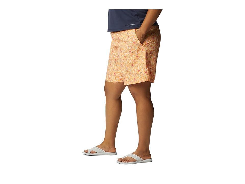 Columbia Plus Size Sandy River II Printed Shorts (Peach/Mini Hibiscus) Women's Shorts Product Image