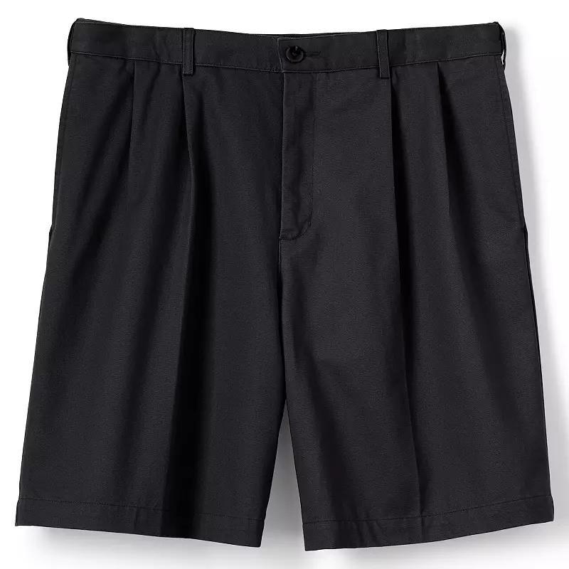 Big & Tall Lands' End Comfort Waist 9-inch No-Iron Pleated Chino Shorts, Men's, Size: 46, Black Product Image