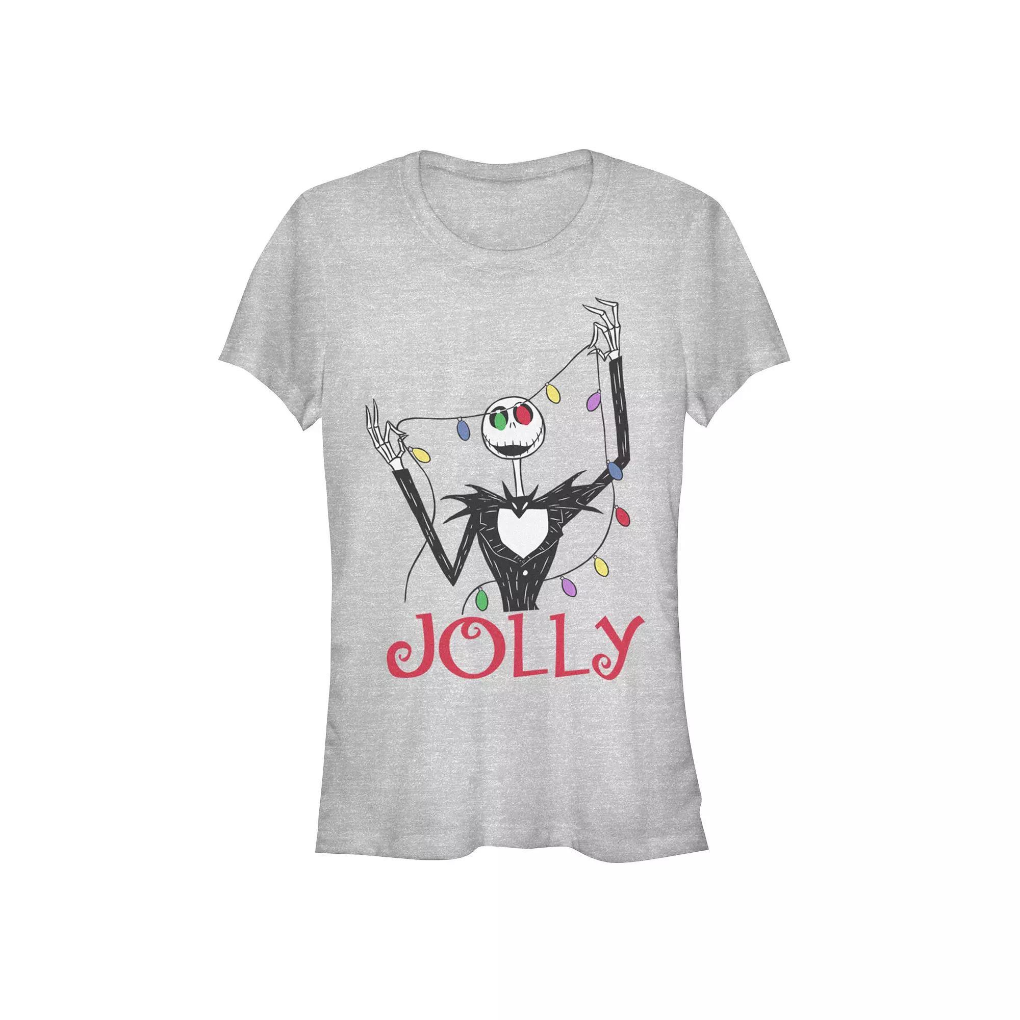 Disney's The Nightmare Before Christmas Jack Skellington Jolly Christmas Lights Juniors' Fitted Graphic Tee, Girl's,  Product Image