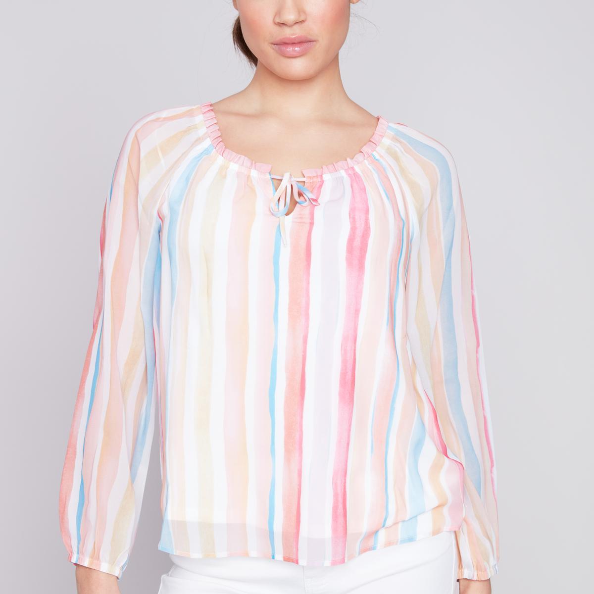 Candy Stripe Chiffon Blouse Product Image