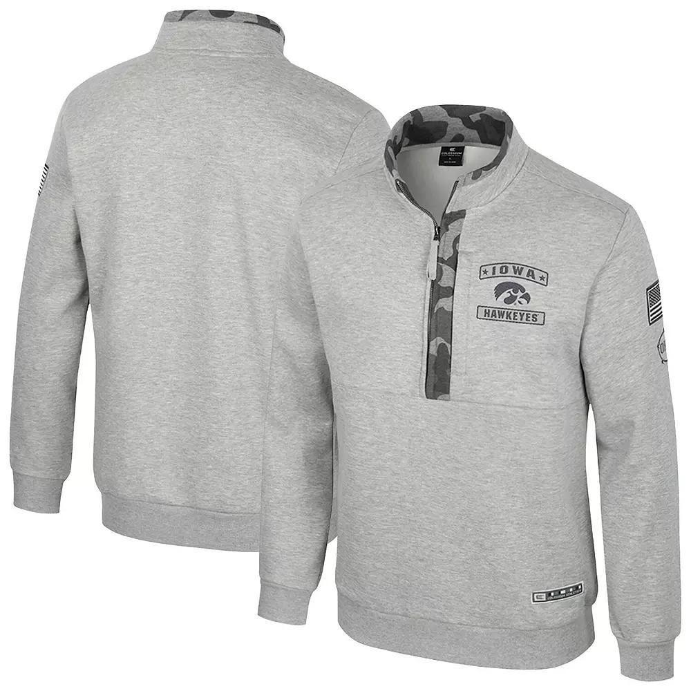 Men's Colosseum Heather Gray Florida State Seminoles OORAH OHT Military Appreciation Fleece Quarter-Zip Jacket,  Product Image