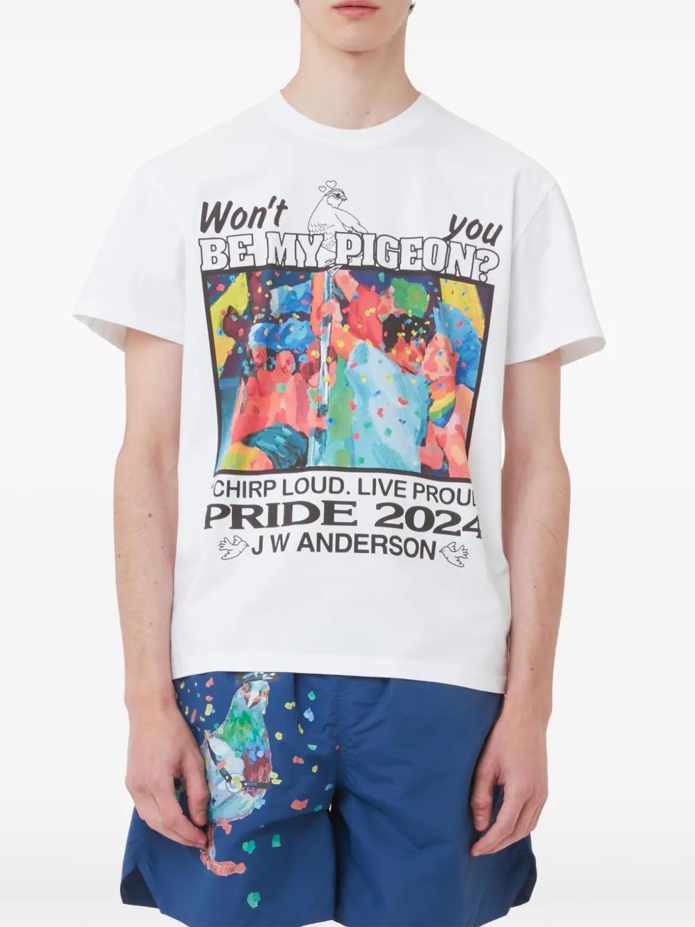 JW ANDERSON Graphic-print Organic-cotton T-shirt In White/multi Product Image