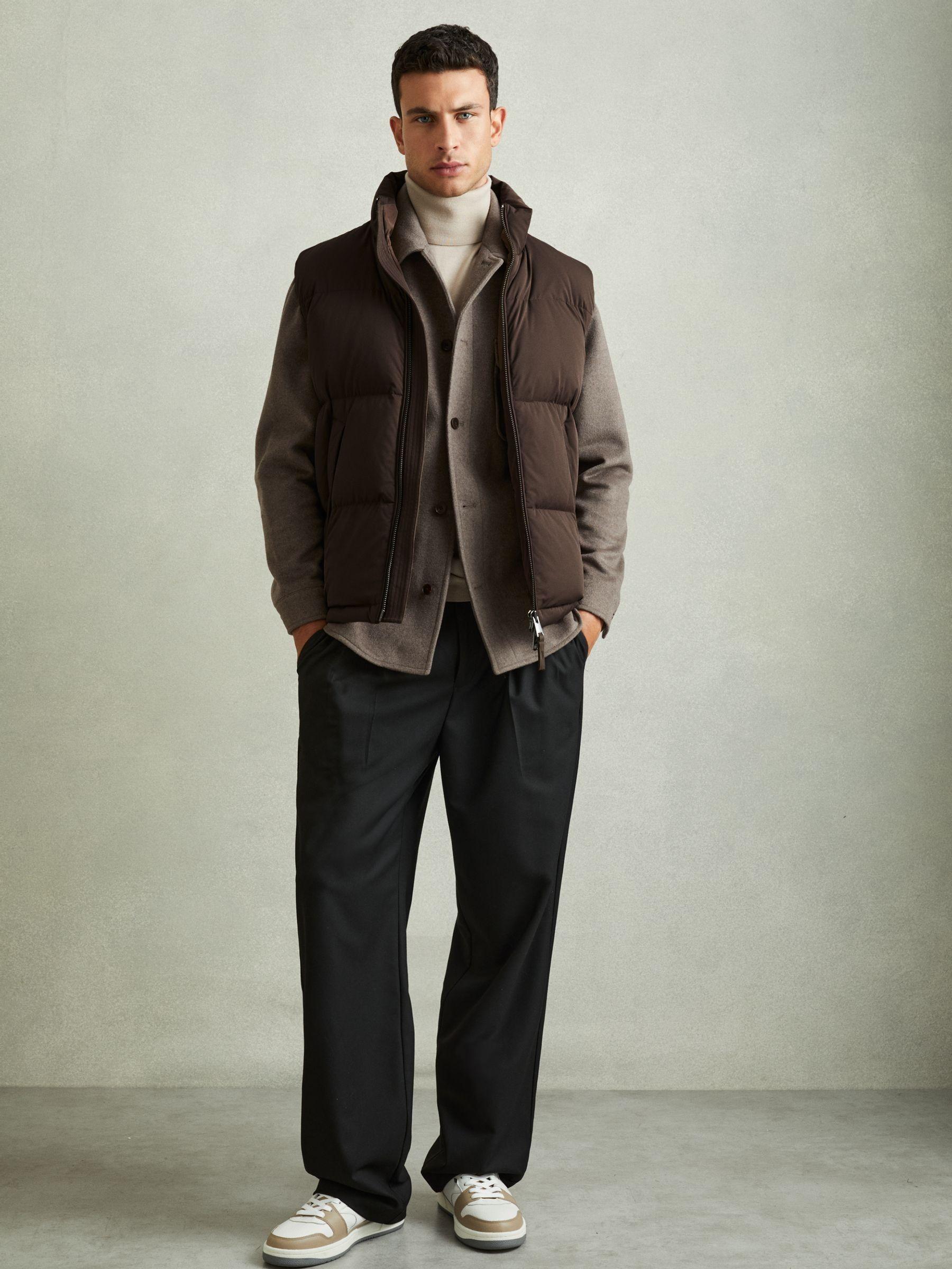 Quilted-Shell Zip-Through Gilet in Brown Product Image