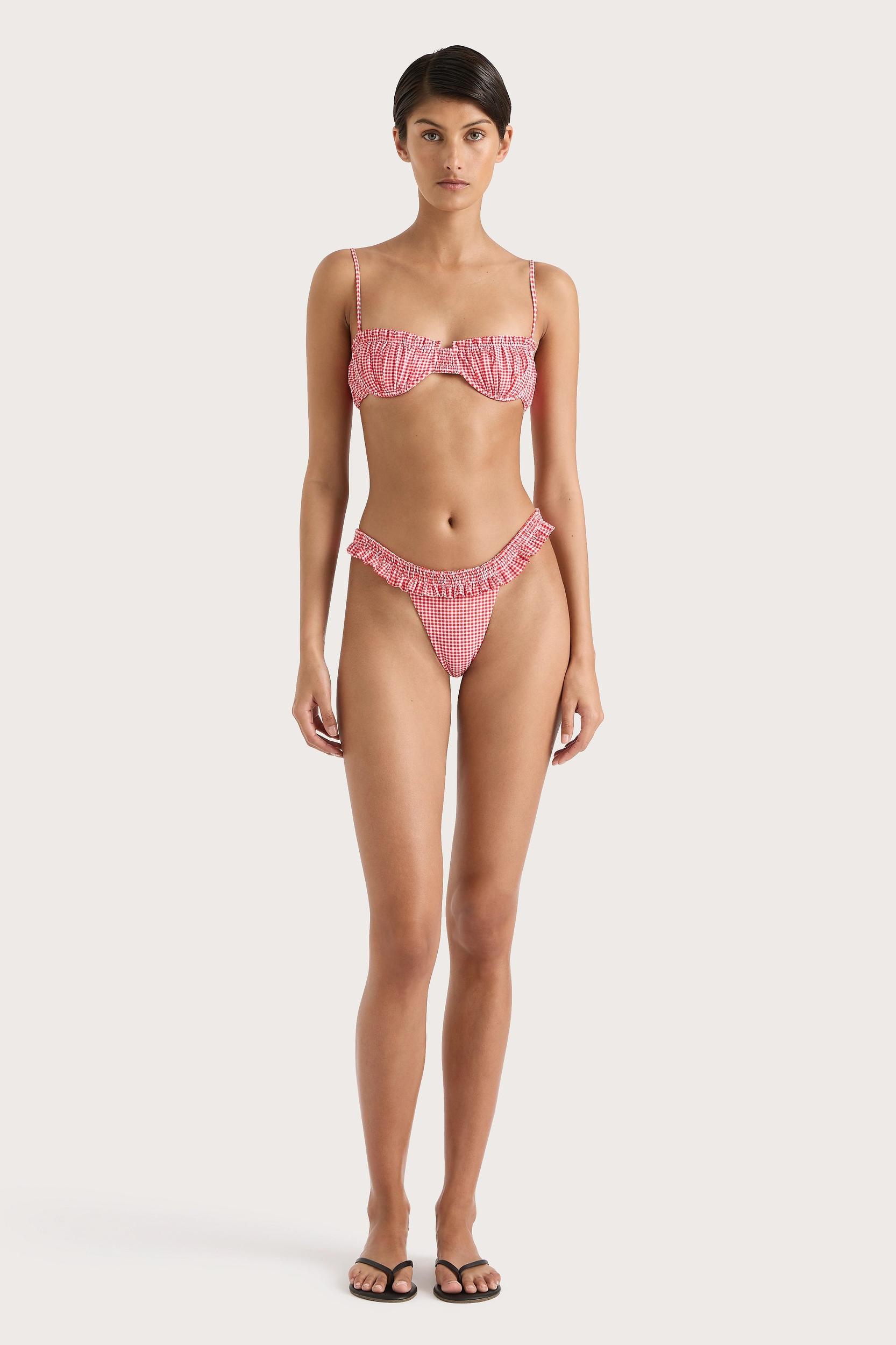 Esterel Bikini Bottom Gingham Red - Final Sale Product Image