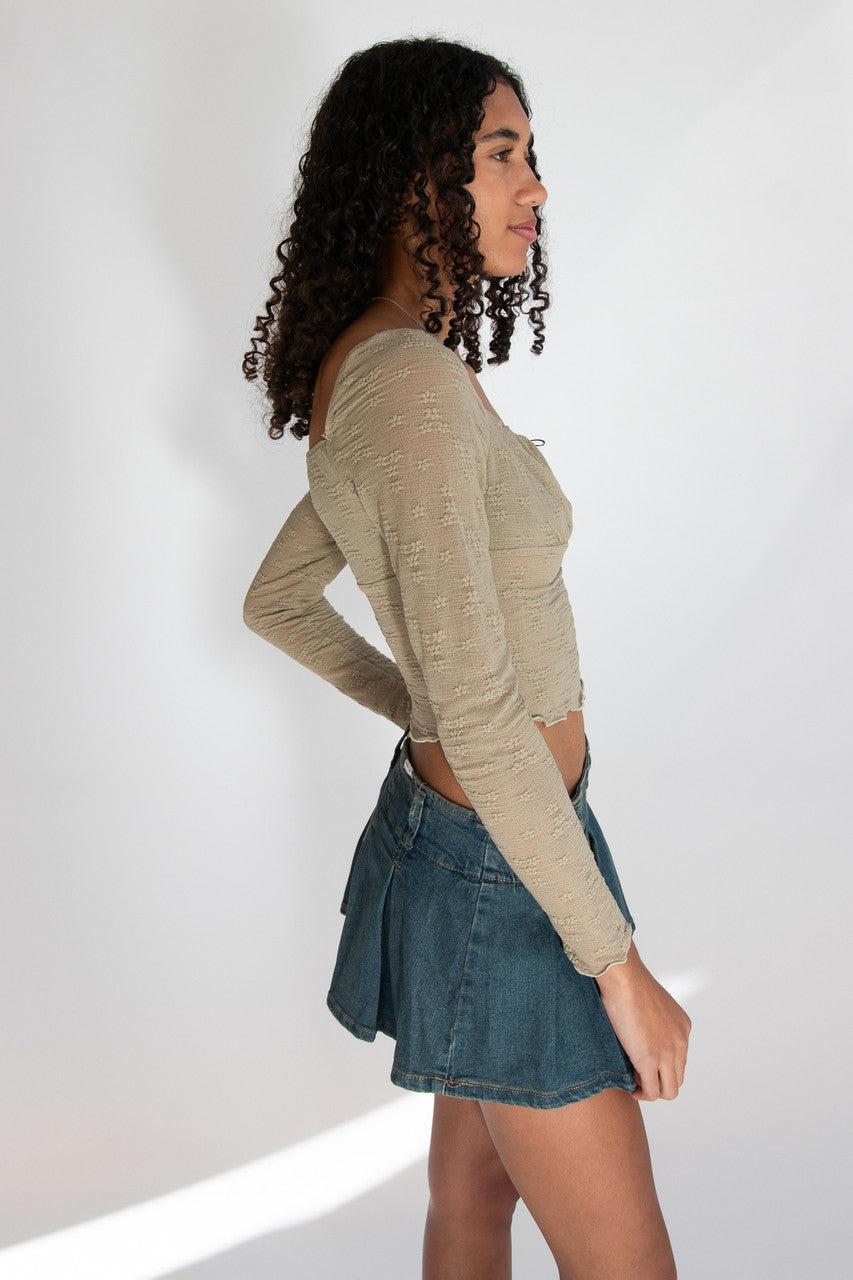 Milkmaid Rosette Bow Long Sleeve Top Product Image