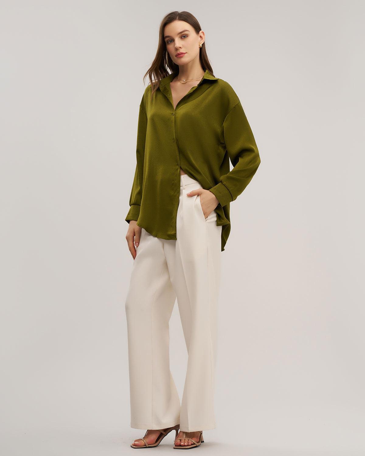 Green Button Loose Shirt Product Image