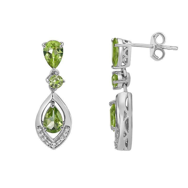 Gemminded Sterling Silver Peridot & Lab-Created White Sapphire Earrings, Womens Product Image