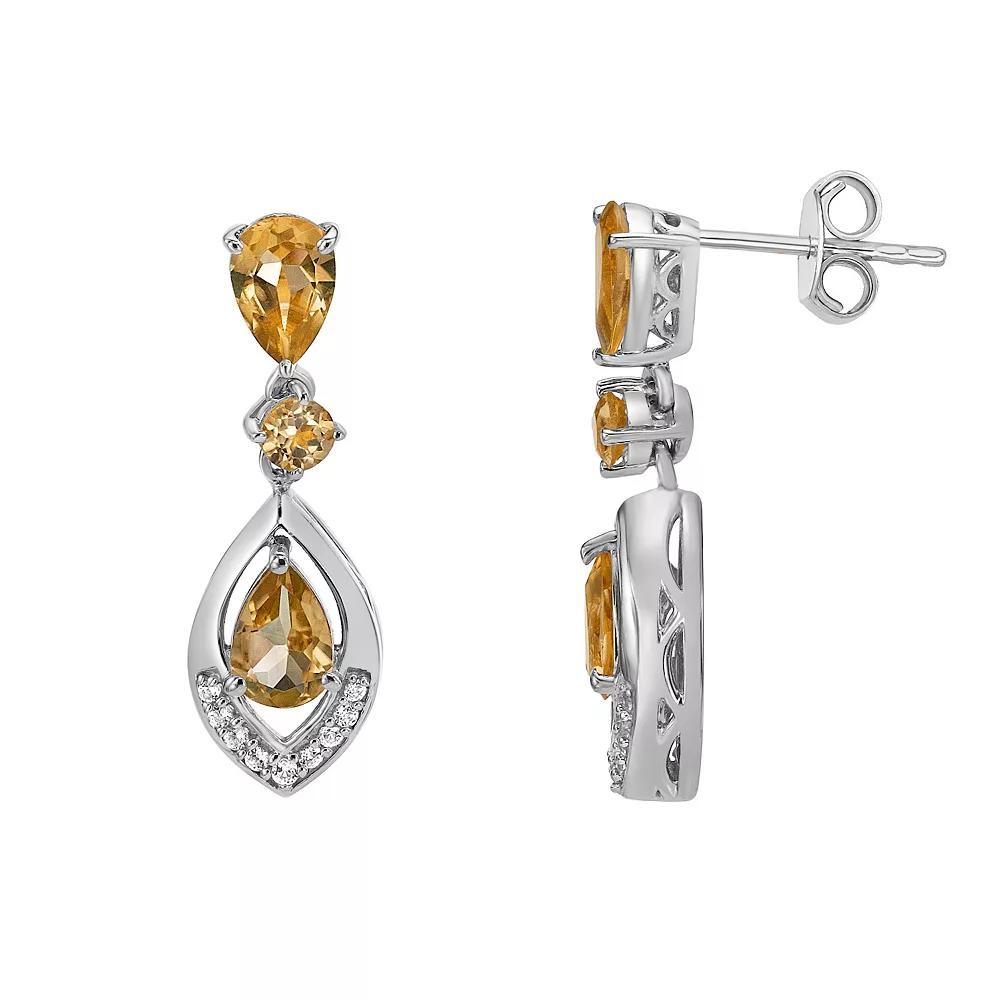 Gemminded Sterling Silver Citrine & Lab-Created White Sapphire Earrings, Women's Product Image