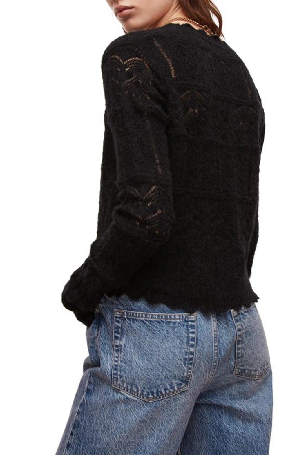 Womens Black Vanessa Lace-embroidered Knitted Cardigan S Product Image