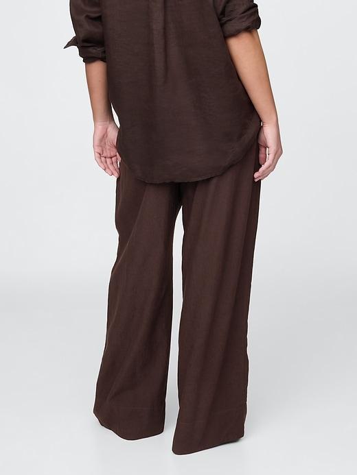 Linen-Blend Easy Wide-Hem Pants Product Image