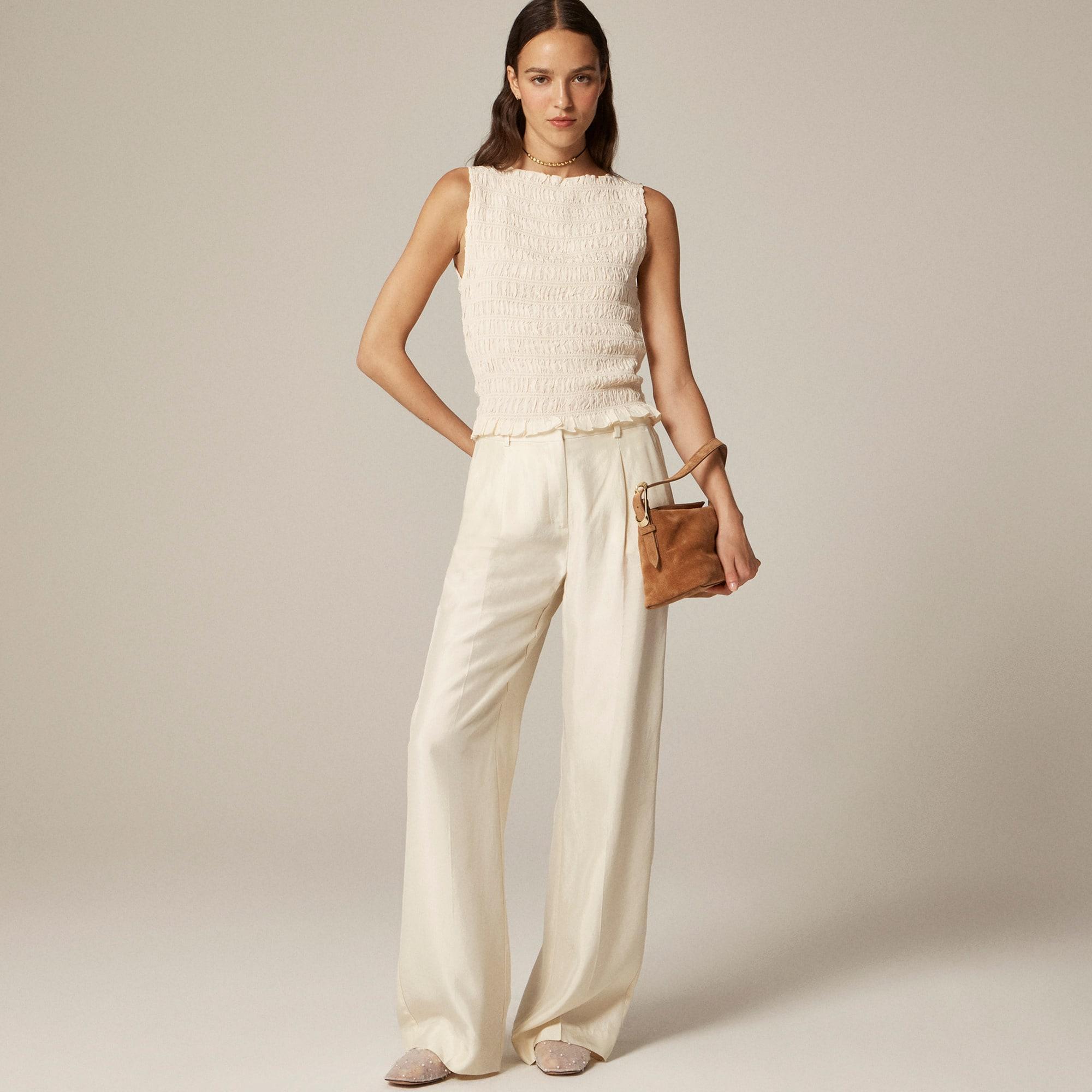 Smocked shell tank top in crepe de chine Product Image