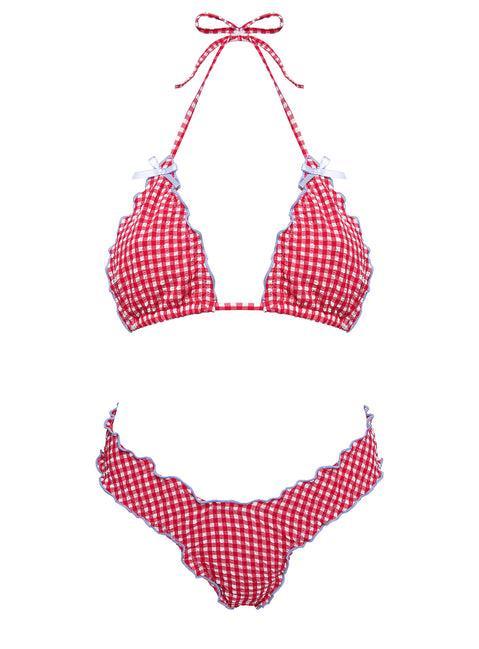 Kathrine Triangle Bikini Top Red Gingham Product Image
