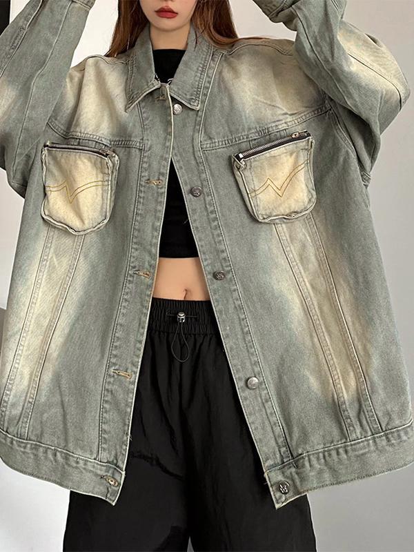 Washed Distressed Detachable Pocket Jacket Product Image
