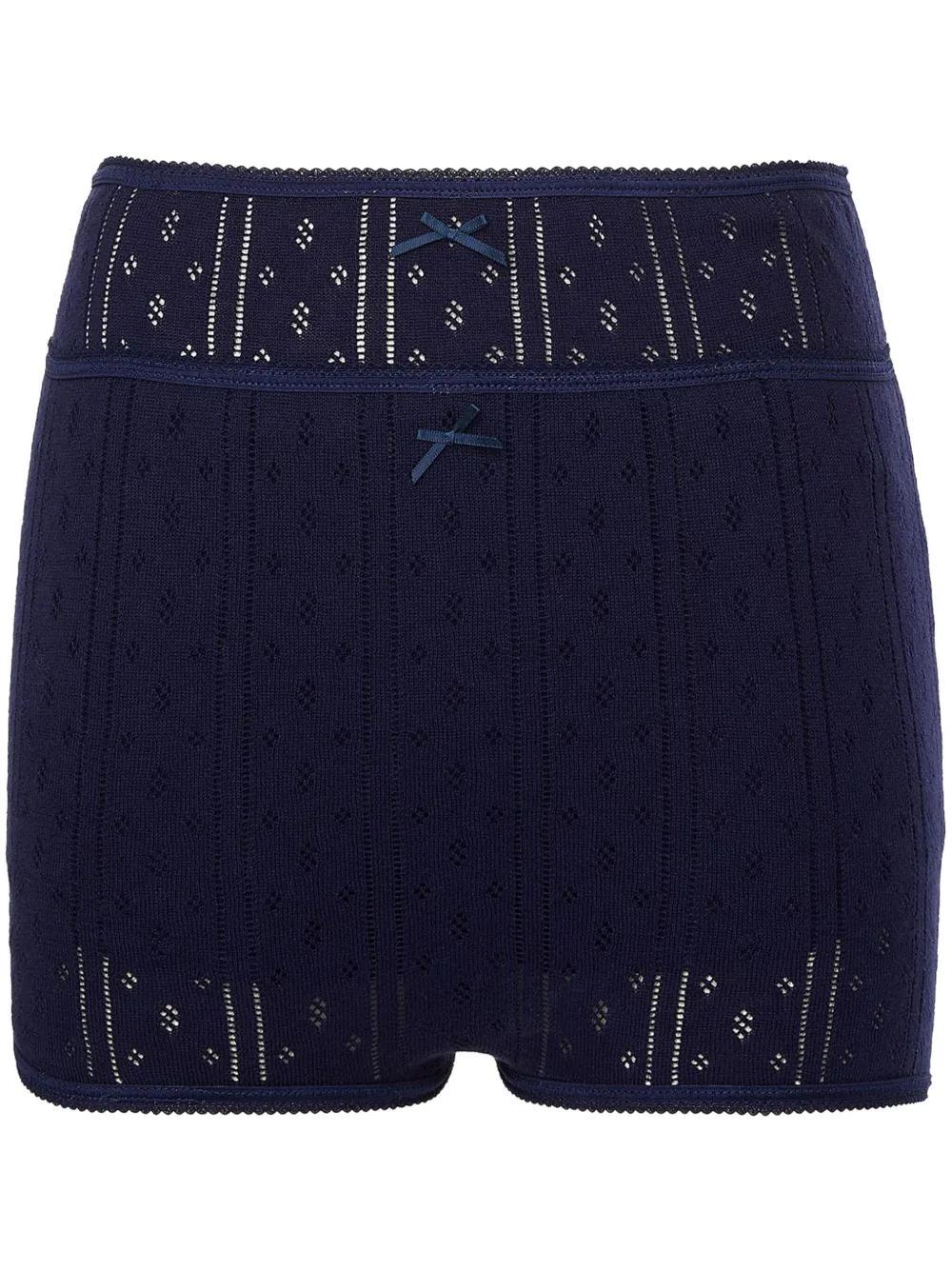 JW ANDERSON Double-layer Pointelle Shorts In Blue Product Image