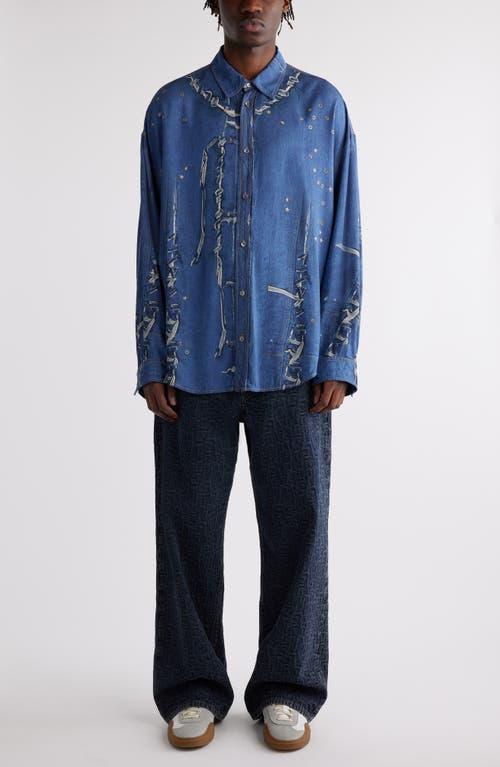 ACNE STUDIOS Long Sleeve Shirt In Navy Multi Product Image