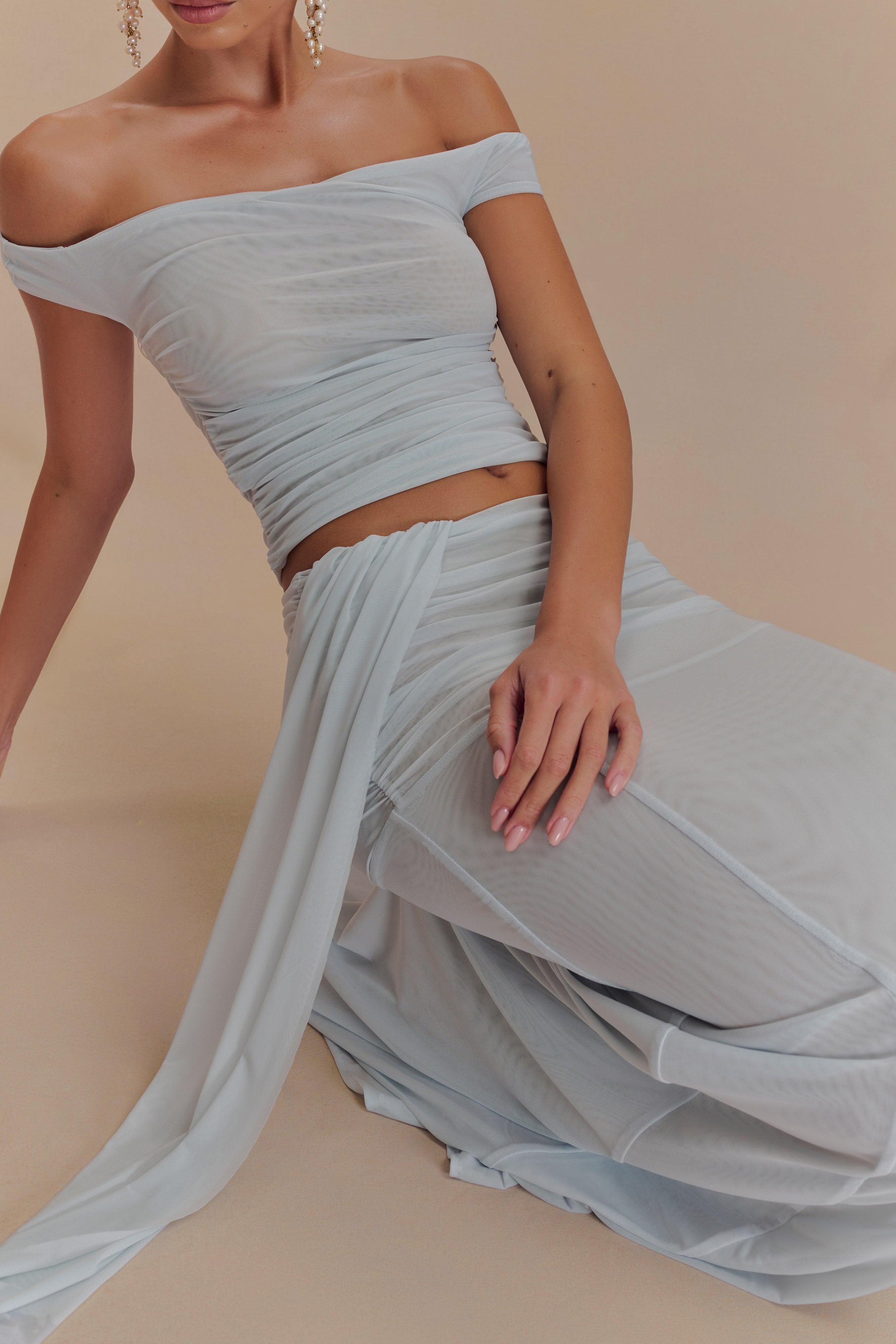 Brooklyn Mesh Crop Top - Pale Blue Product Image