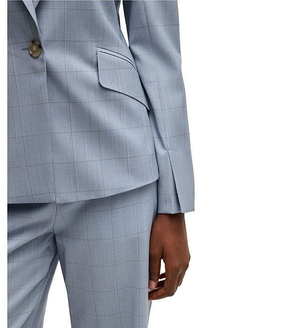 Hugo Boss Jia Woven Wool Windowpane Plaid Notch Lapel Long Sleeve Blazer Product Image