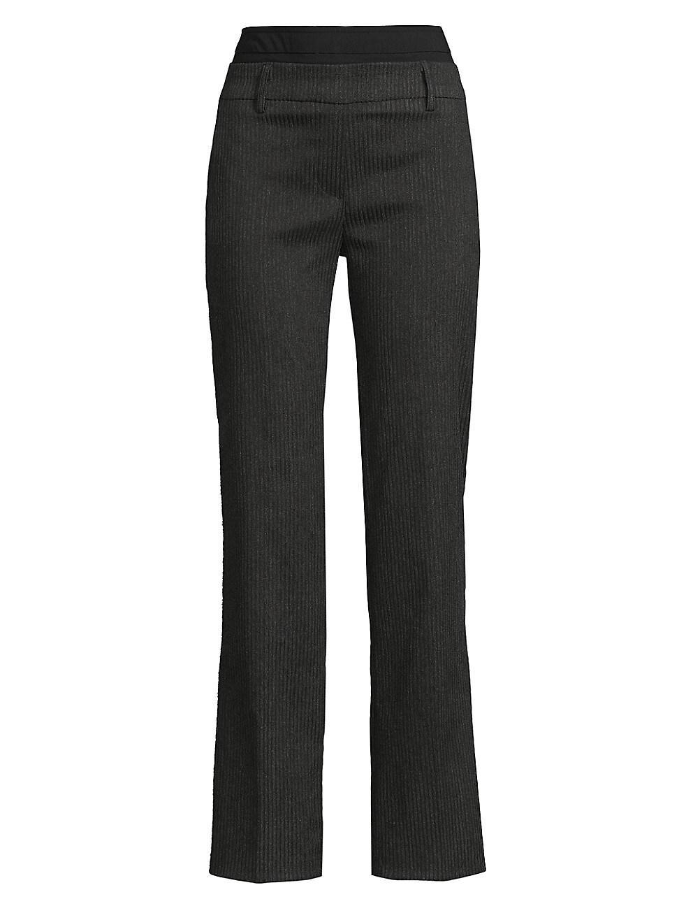 Womens Double-Waist Ribbed Flare Pants Product Image