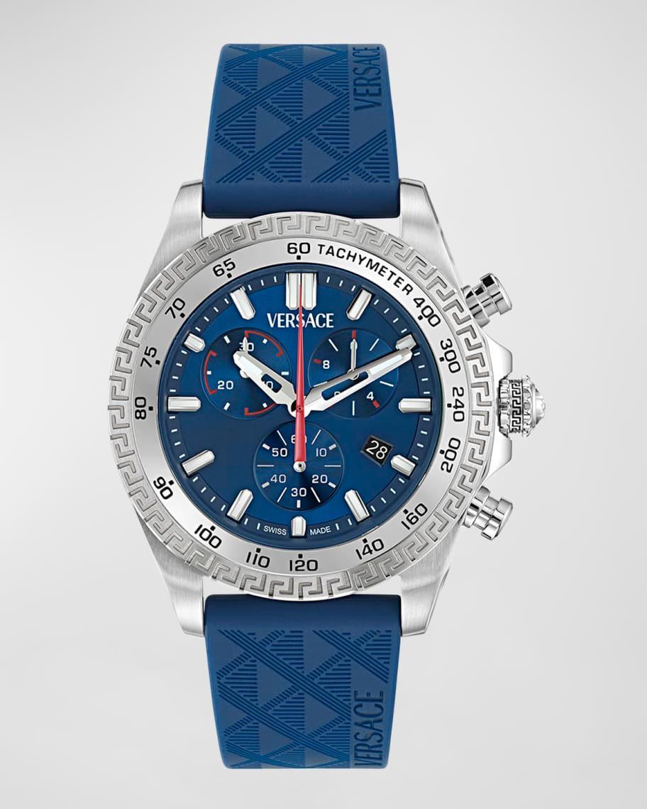 Versace Mens Chrono X Blue Strap Stainless Steel Case Watch Product Image