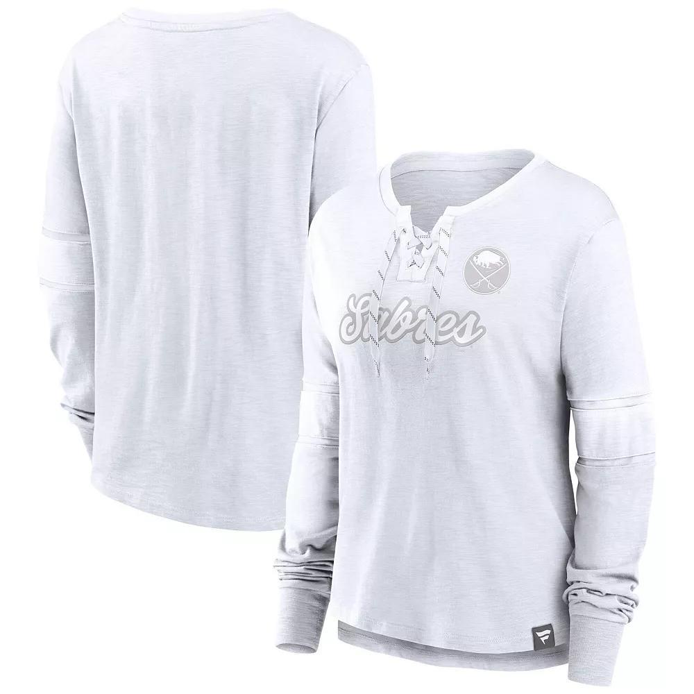 Women's Fanatics  Buffalo Sabres White Out Lace-Up Fashion Long Sleeve T-Shirt, Size: Medium Product Image