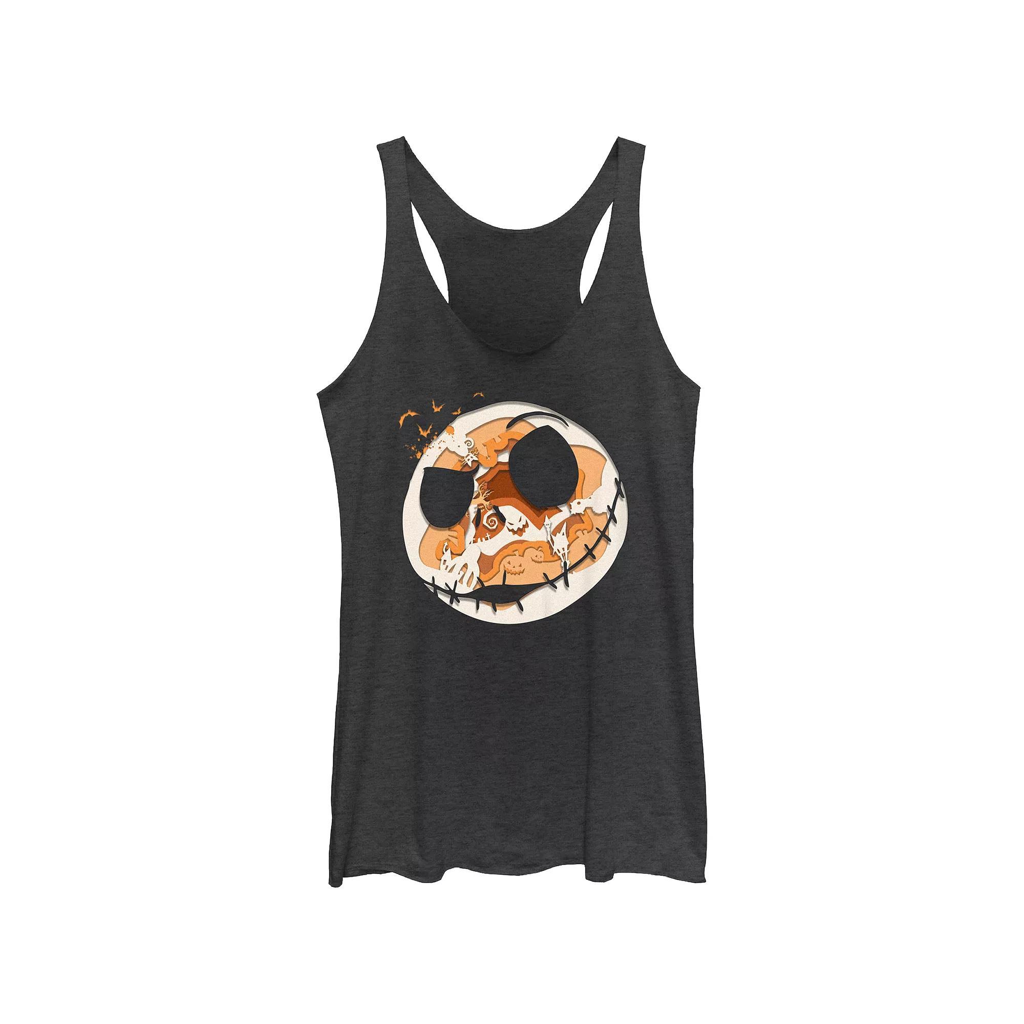 Disney's The Nightmare Before Christmas Jack Skellington Spooky Head Tri-Blend Juniors' Racerback Tank Top, Girl's,  Product Image