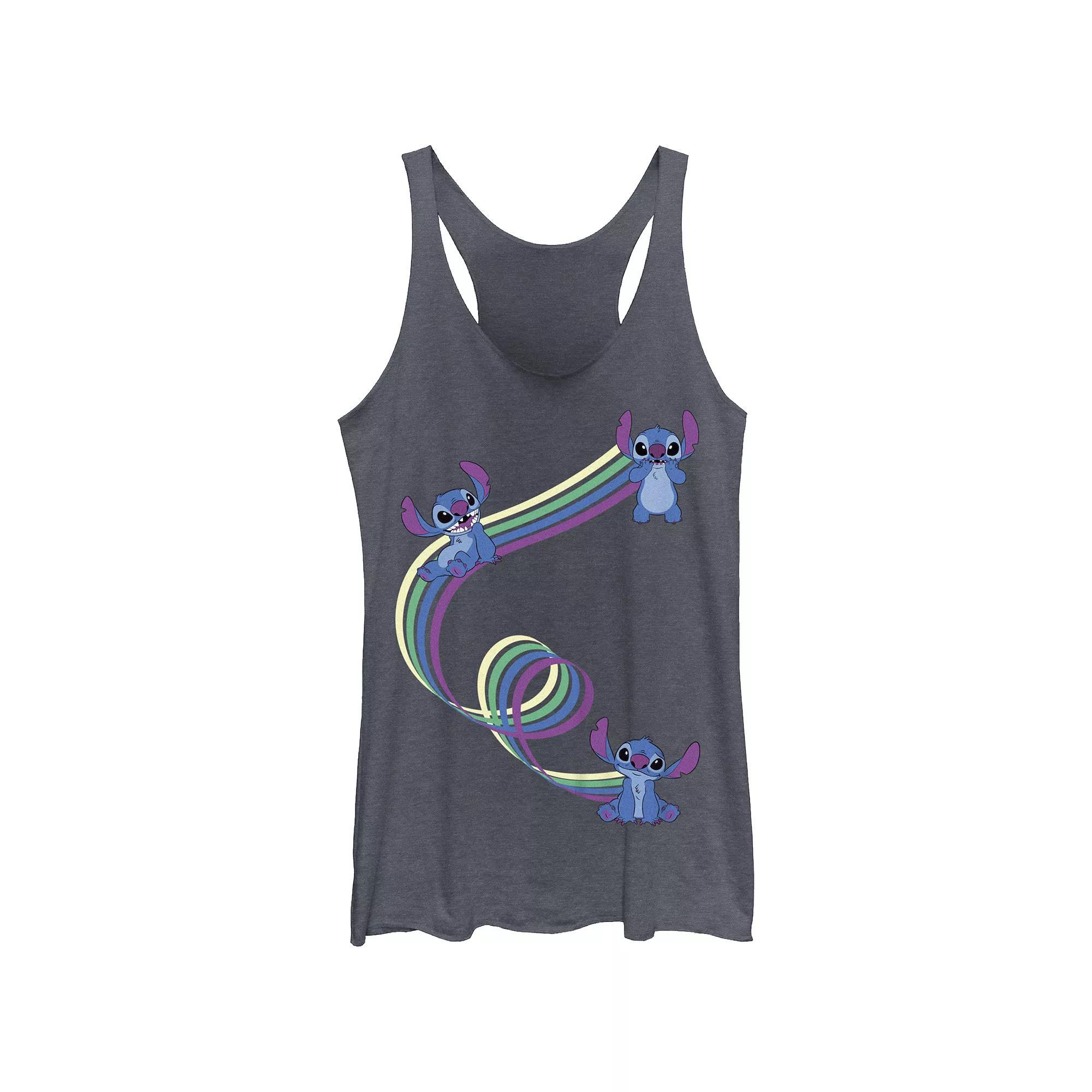 Disney's Lilo & Stitch Women's Color Ribbons Stitch Tri-Blend Racerback Tank Top, Girl's,  Product Image