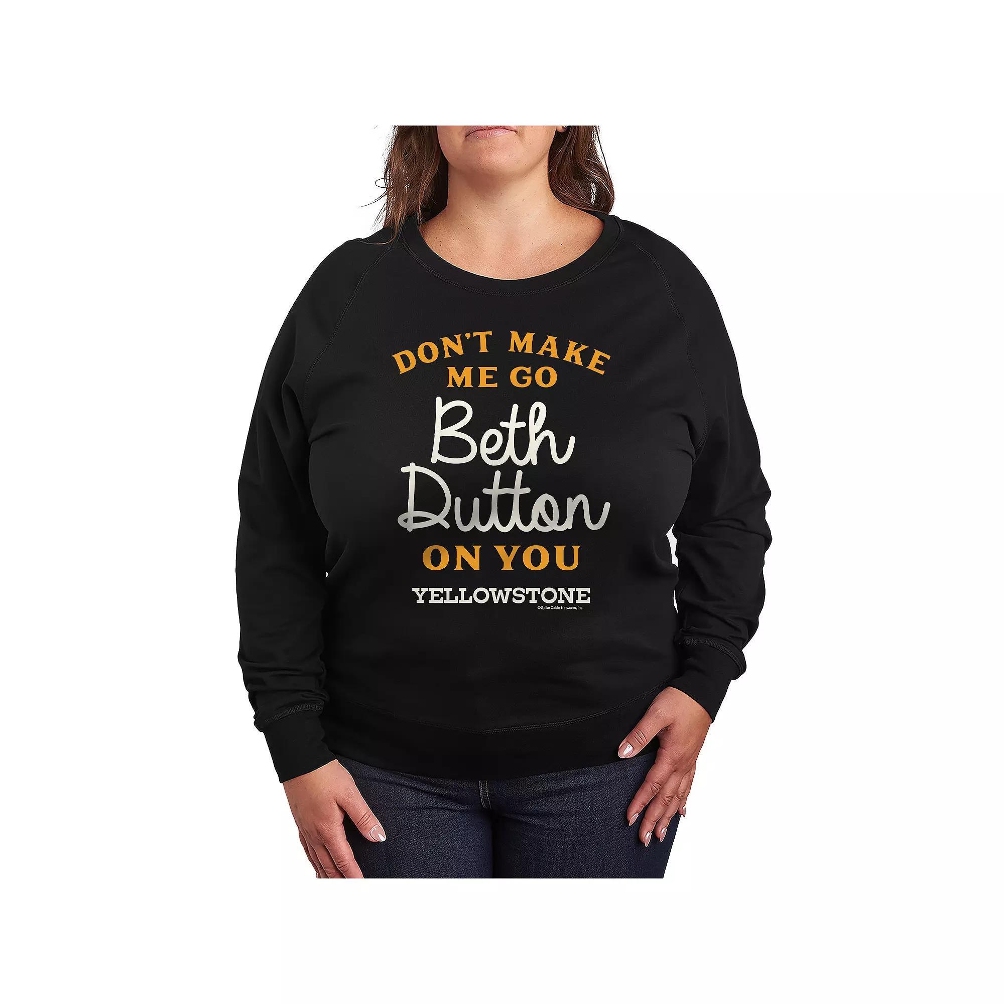 Plus Size Yellowstone Don't Make Me Go French Terry Long Sleeve Tee, Women's, Size: 4XL, Heather Grey Product Image