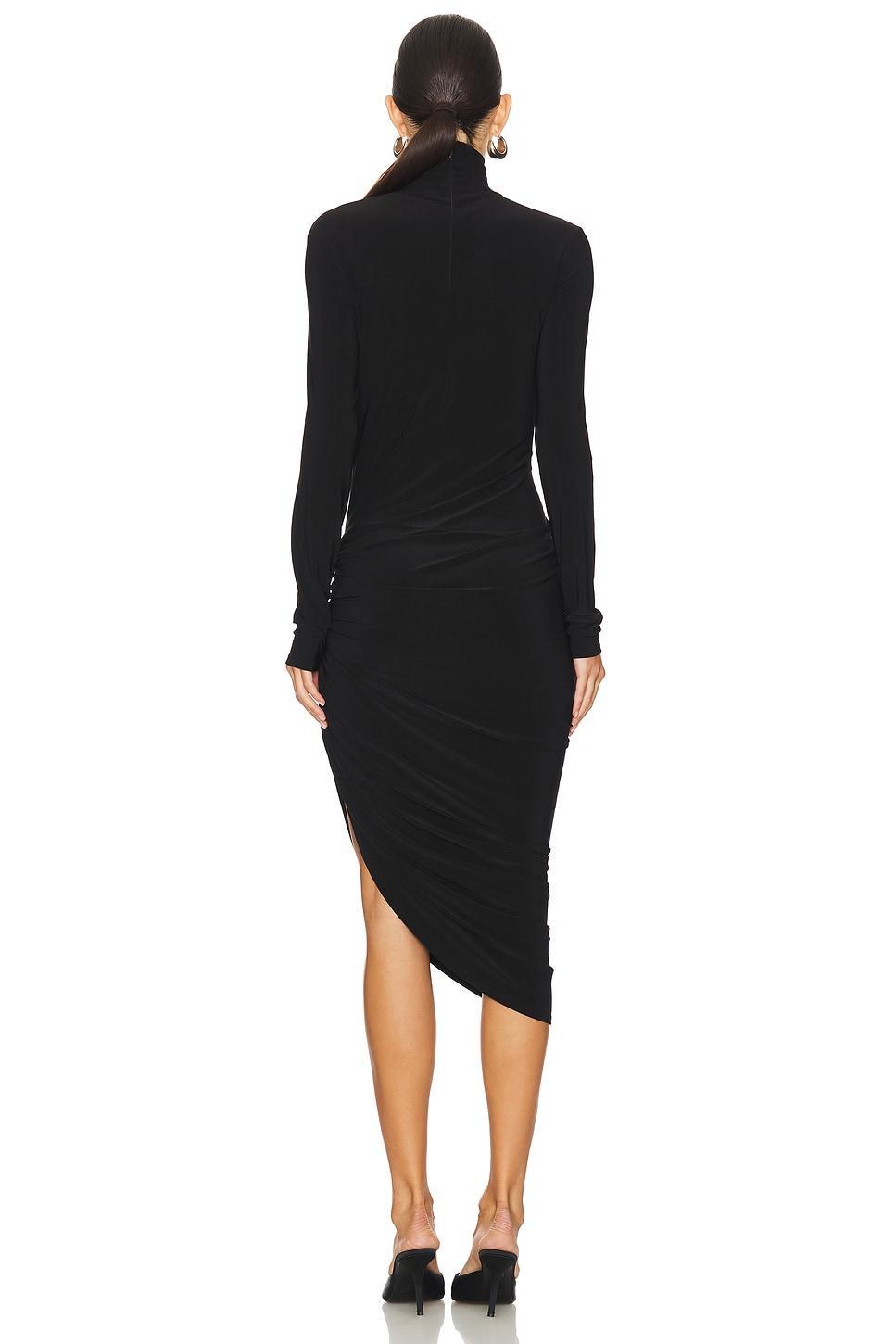 Long Sleeve Turtleneck Side Drape Dress Norma Kamali Product Image