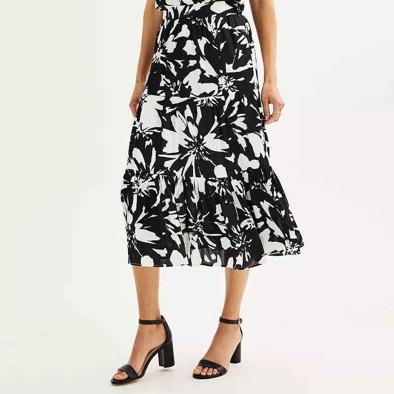 Womens Nine West Tiered Midi Skirt Blue Oleander Product Image