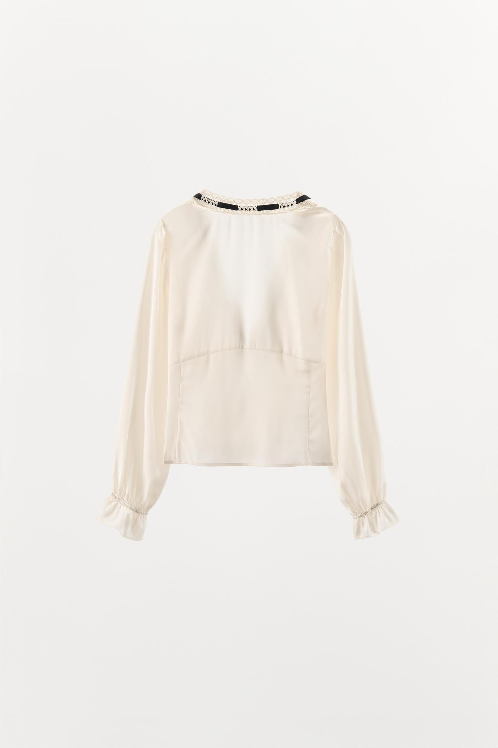 CONTRAST BOW SATIN TOP Product Image