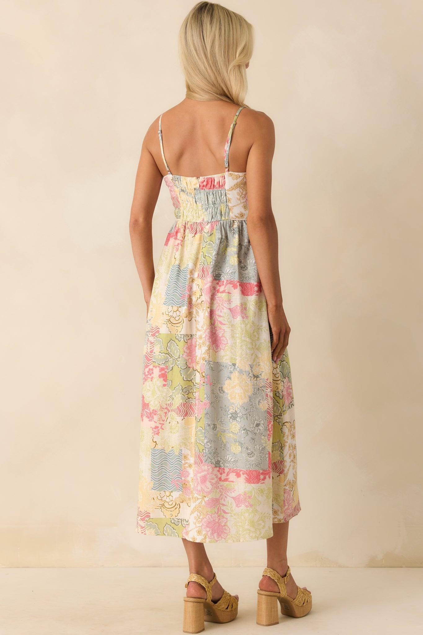 MINKPINK Multi Patchwork Aurora Strappy Midi Dress Product Image