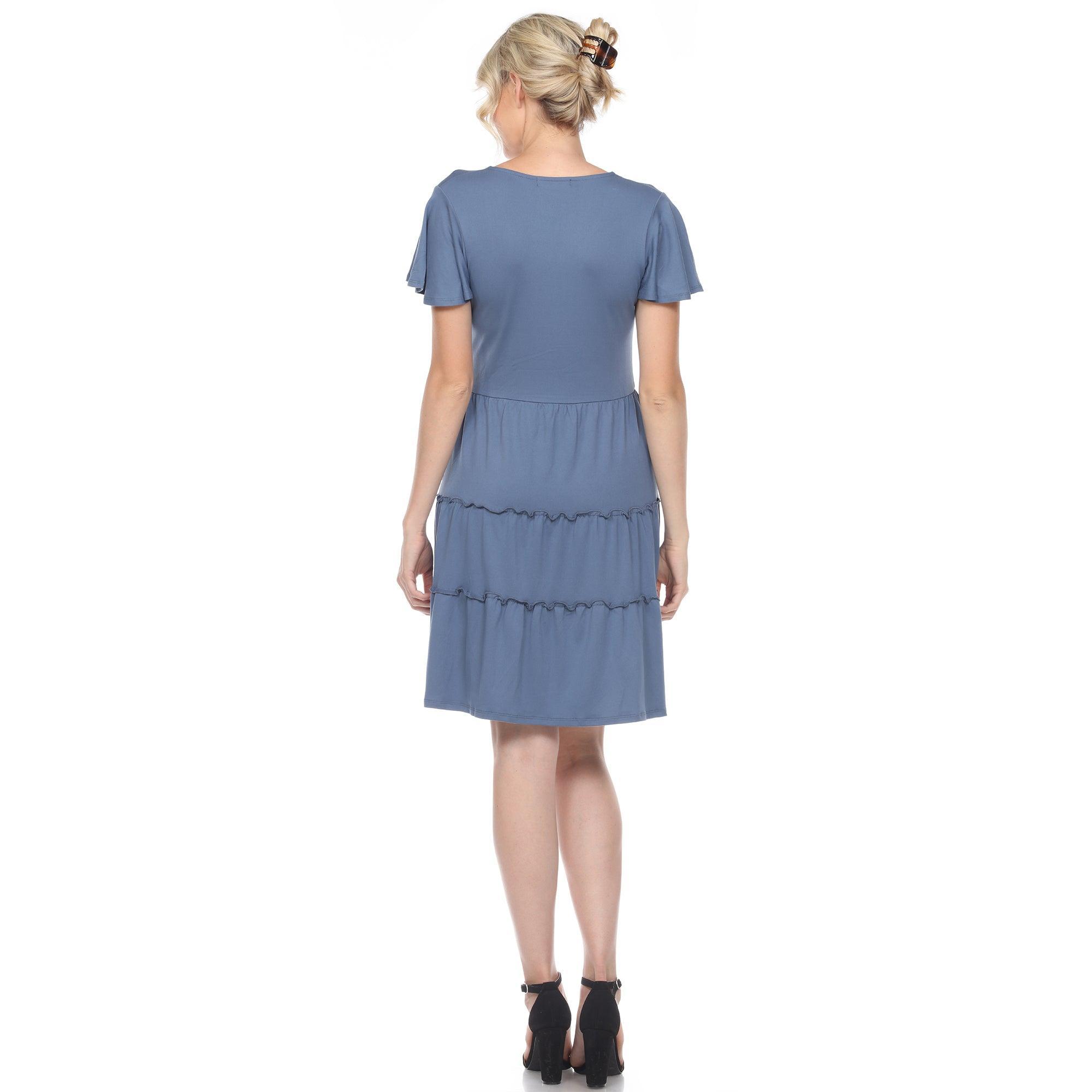 Short Sleeve V-neck Tiered Dress Product Image