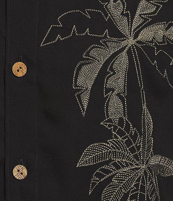 Caribbean Palm Panel Embroidery Short Sleeve Woven Shirt Product Image