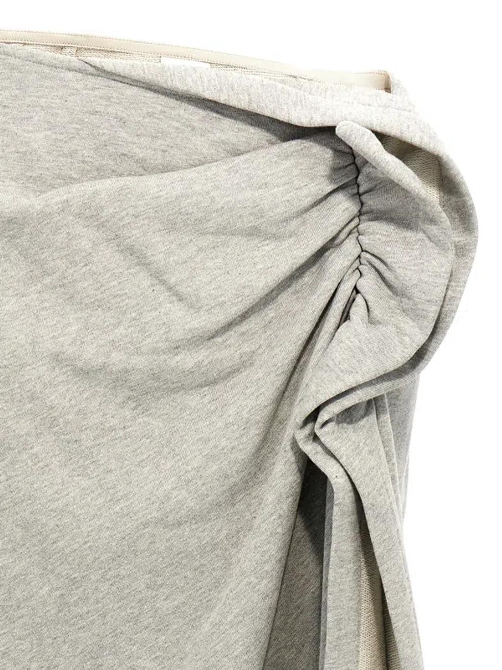 DRIES VAN NOTEN Draped Midi Skirt Ruched Detail In Gray Product Image