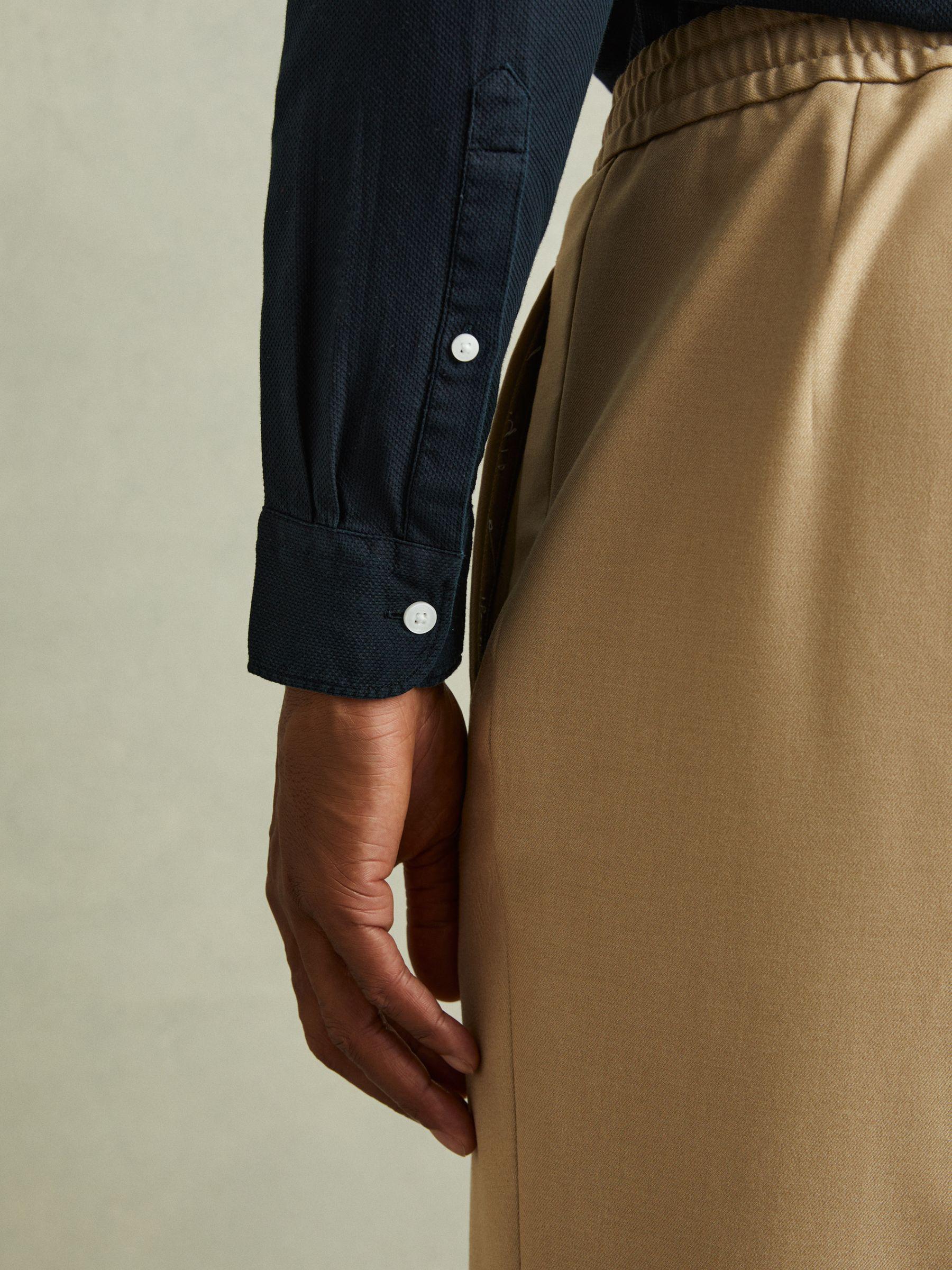 Textured Garment Dyed Button-Through Shirt in Indigo Blue Product Image