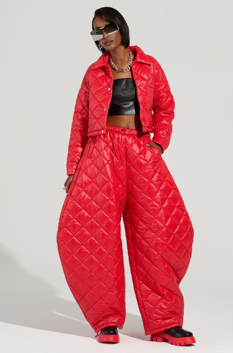 VIVI CROPPED PUFFER BOMBER IN RED Product Image