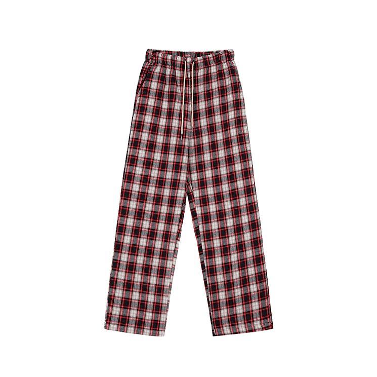 RT No. 3126 DRAWSTRING PLAID PANTS Product Image