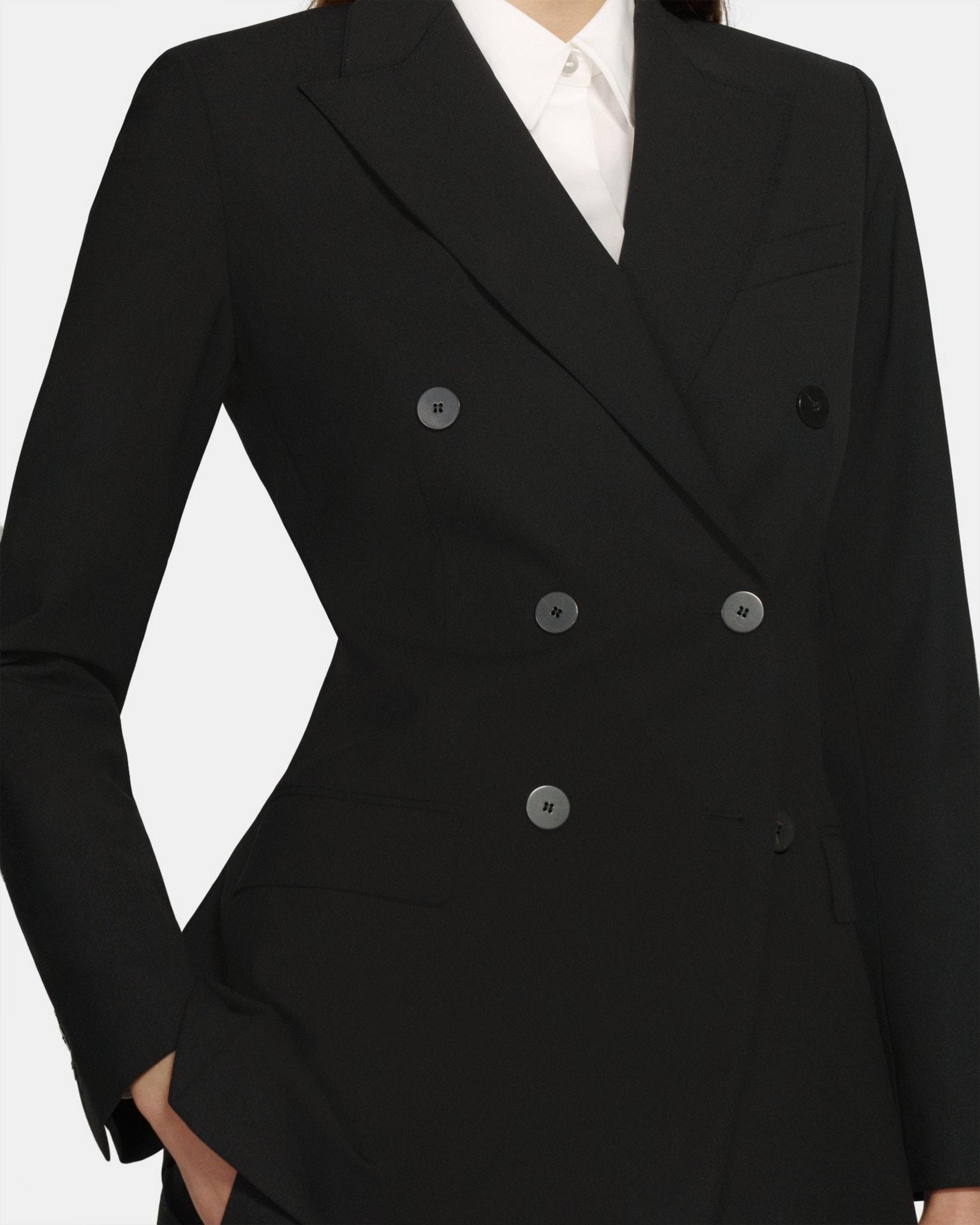 Double-Breasted Blazer in Stretch Wool Product Image