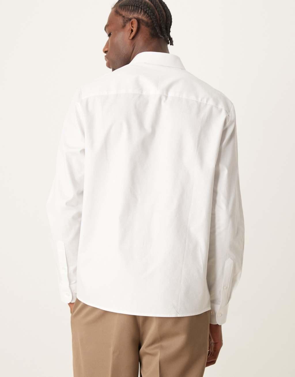 ASOS DESIGN regular textured formal shirt in white Product Image