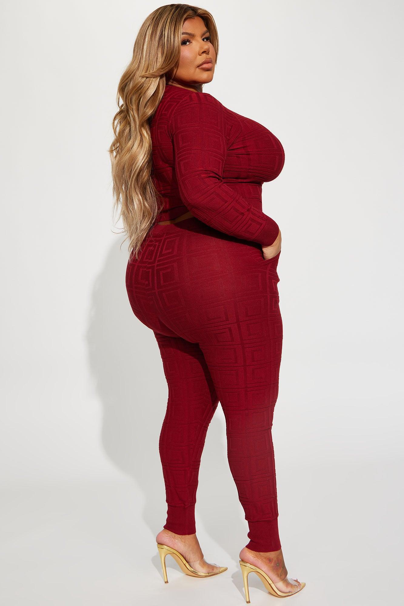 Never Complaining Sweater Legging Set - Burgundy Product Image