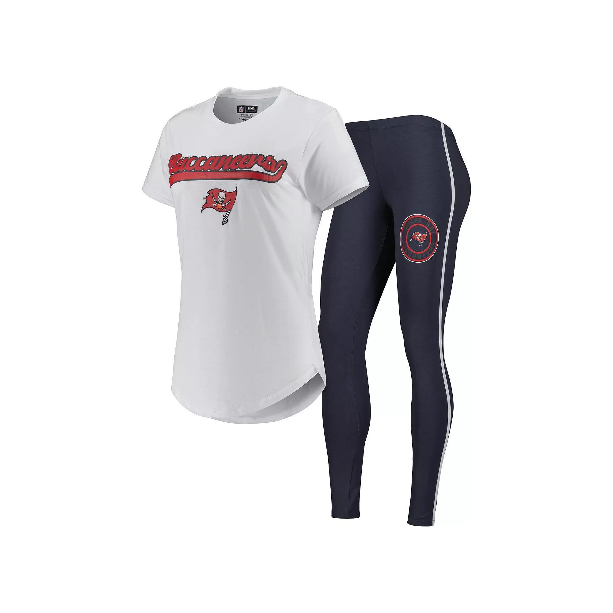 Women's Concepts Sport White/Charcoal Tampa Bay Buccaneers Sonata T-Shirt & Leggings Sleep Set,  Product Image