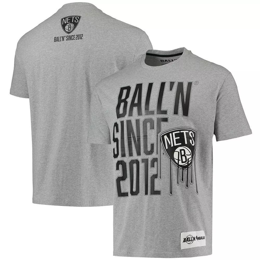 Men's BALL'N Heathered Gray Brooklyn Nets Since 2012 T-Shirt, Size: Small, Grey Product Image
