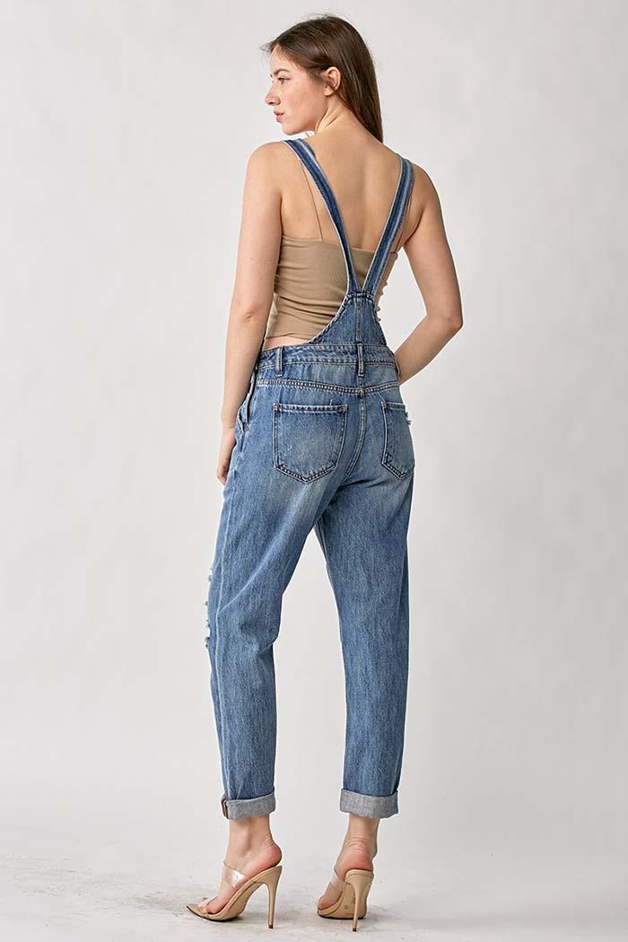 Distressed Relaxed Fit Overalls Product Image