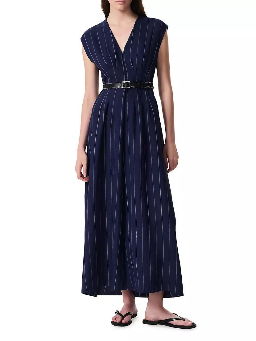 Ines Pinstripe A-Line Maxi-Dress Product Image