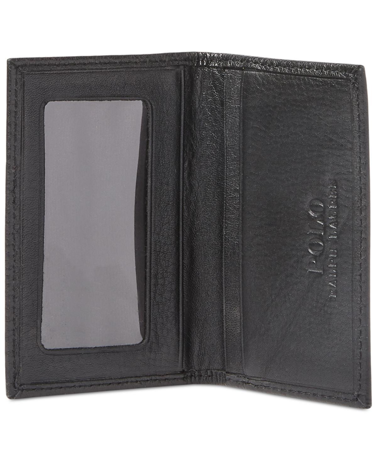 POLO RALPH LAUREN Pebbled Leather Card Wallet In Black Product Image