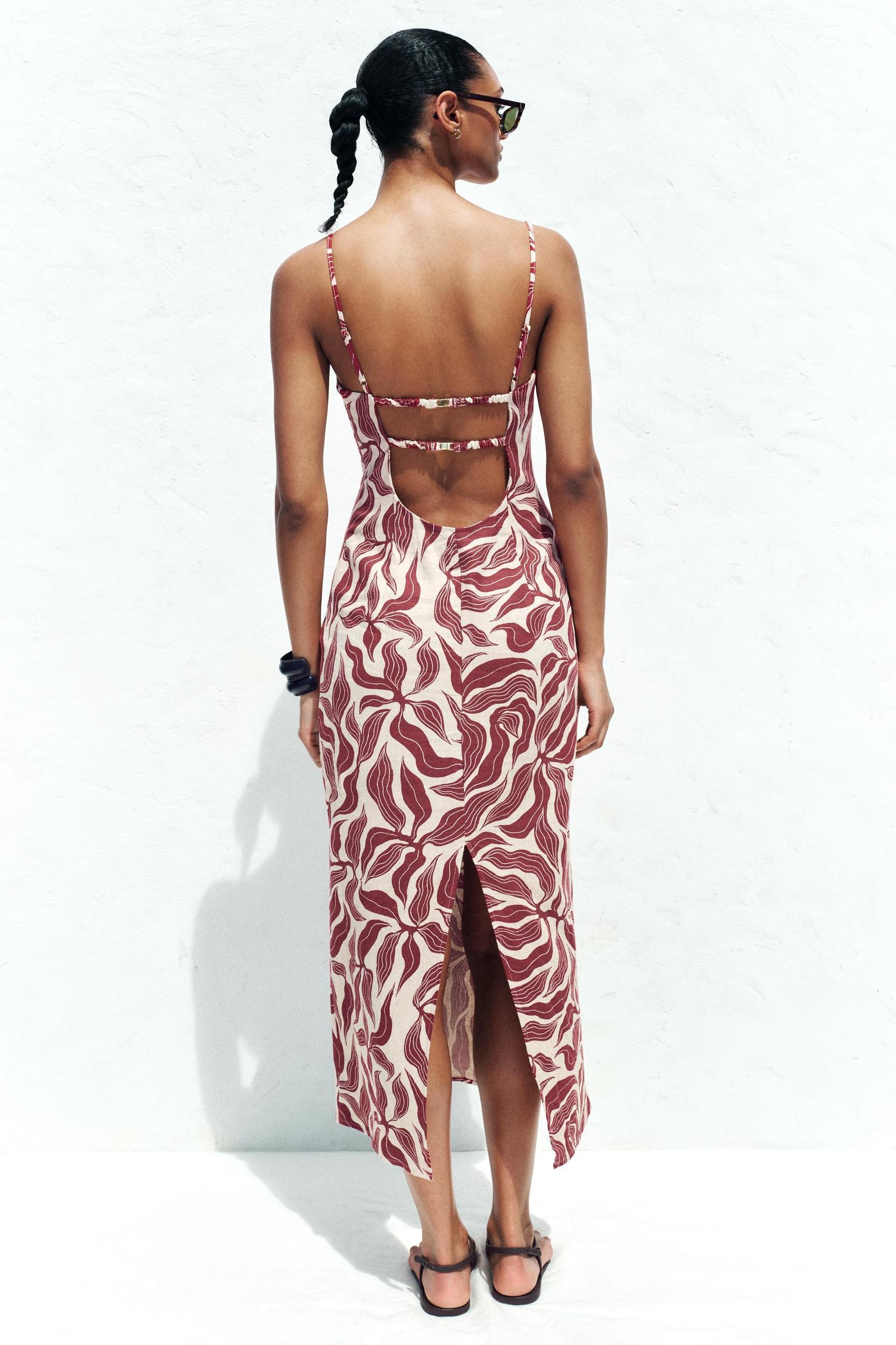 PRINTED RUSTIC LINEN MIDI DRESS Product Image