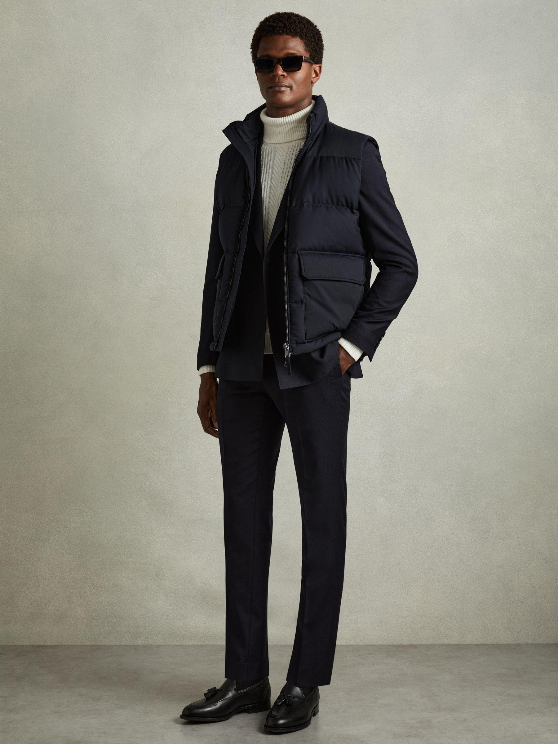 Patch Pocket Quilted Gilet in Navy Product Image