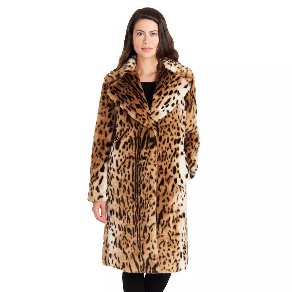 Women's Fleet Street Faux-Fur Leopard Print Coat, Size: Small Product Image