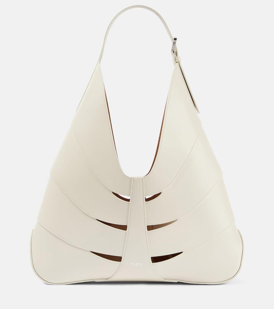 ALAÏA Delta Leather Shoulder Bag In Cream Product Image