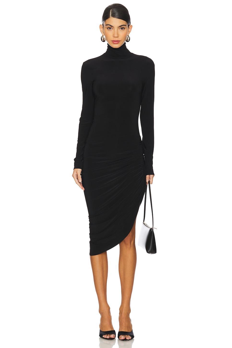 Long Sleeve Turtleneck Side Drape Dress Norma Kamali Product Image